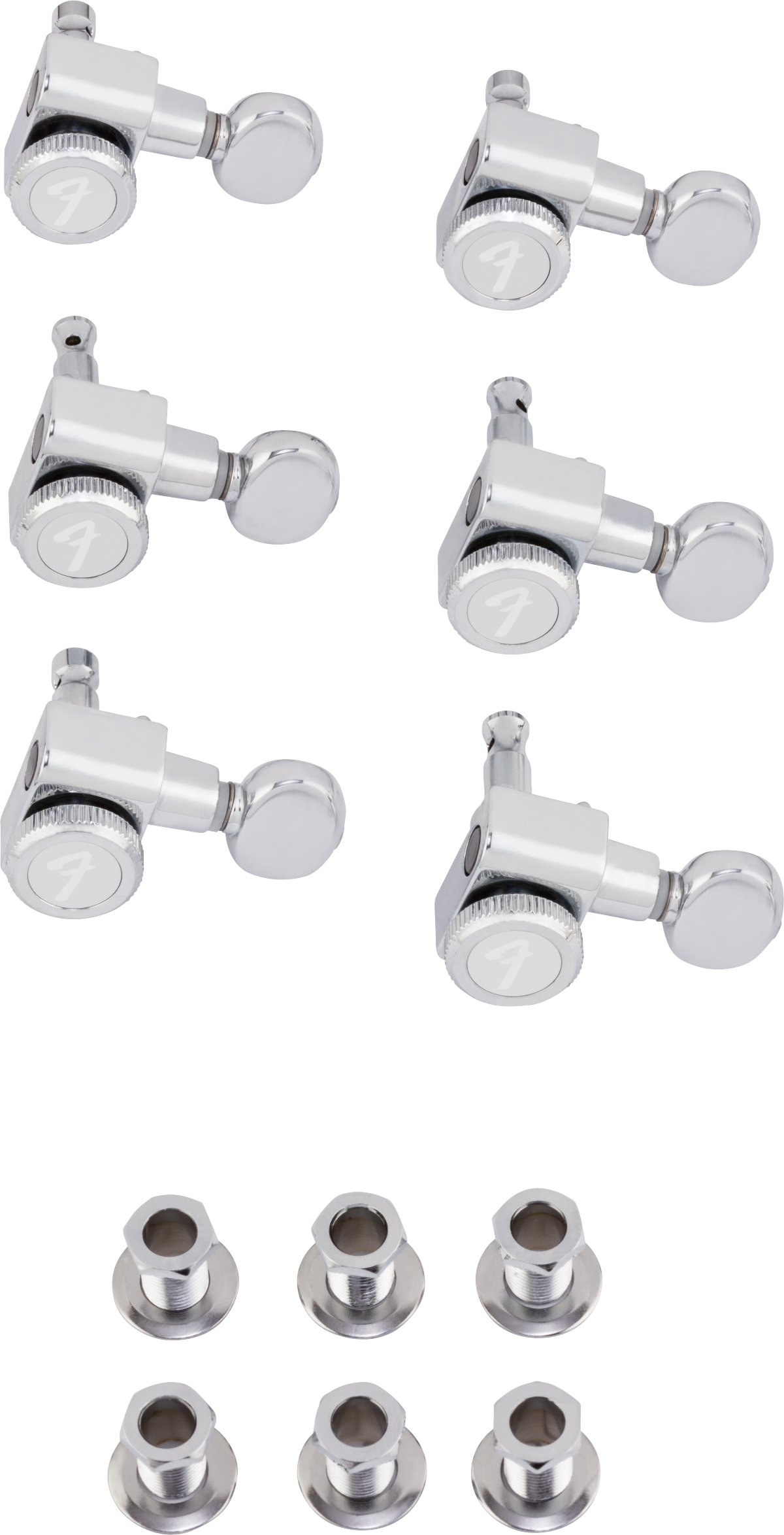 Fender Locking Strat/Tele Tuning Machines Vintage Buttons Polished Chrome (6)