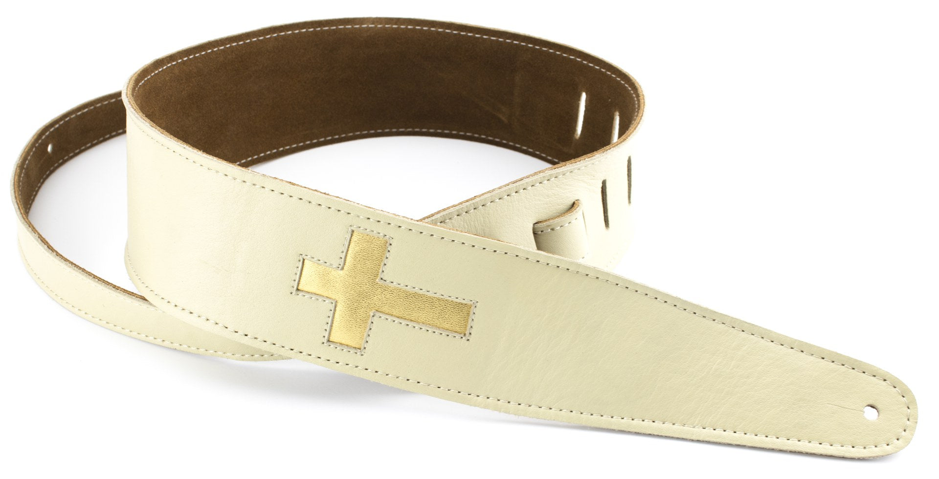 Henry Heller Leather Cross Guitar Strap Cream HPCOC-01