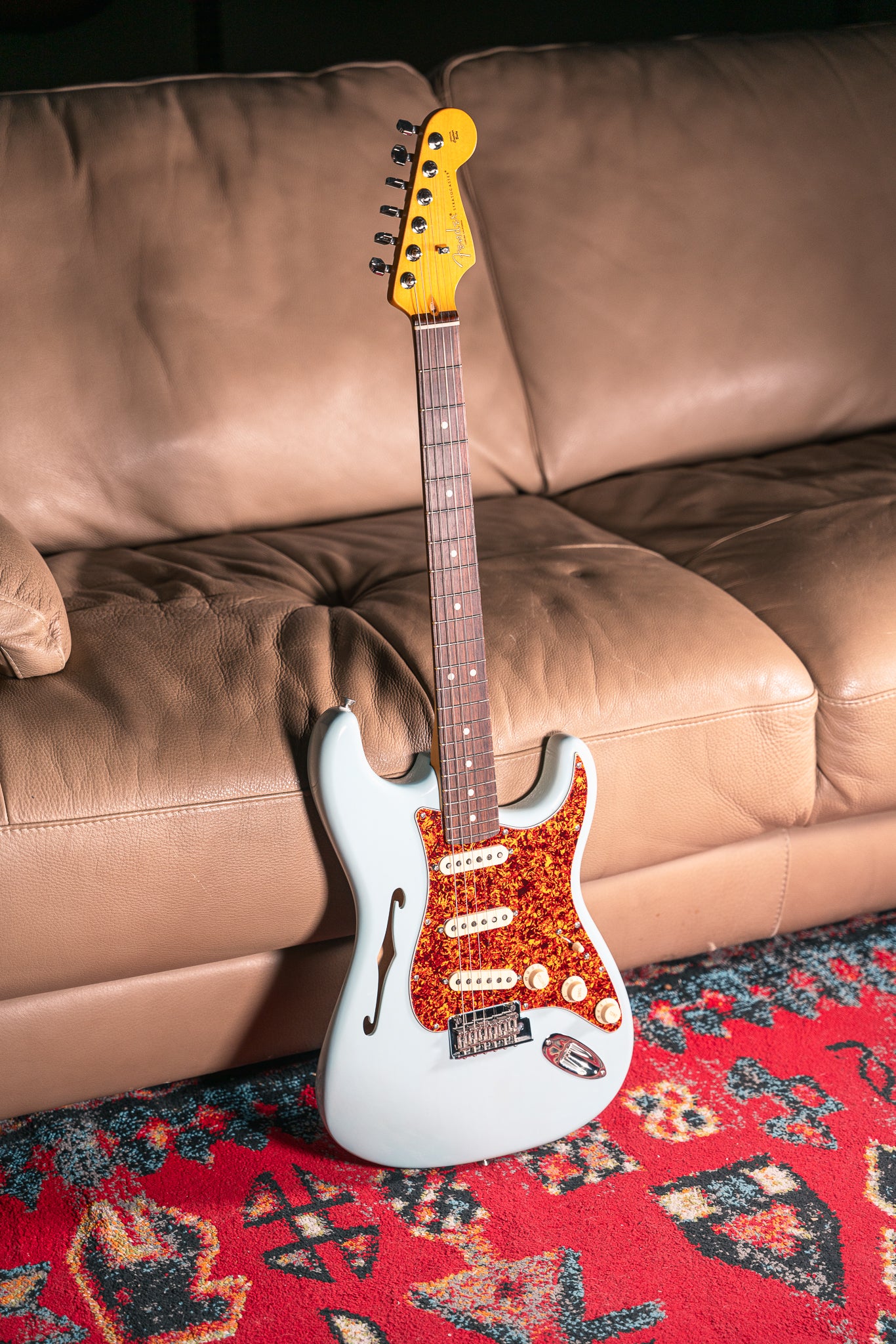 Fender LTD American Professional II Stratocaster Thinline in Transparent Daphne Blue