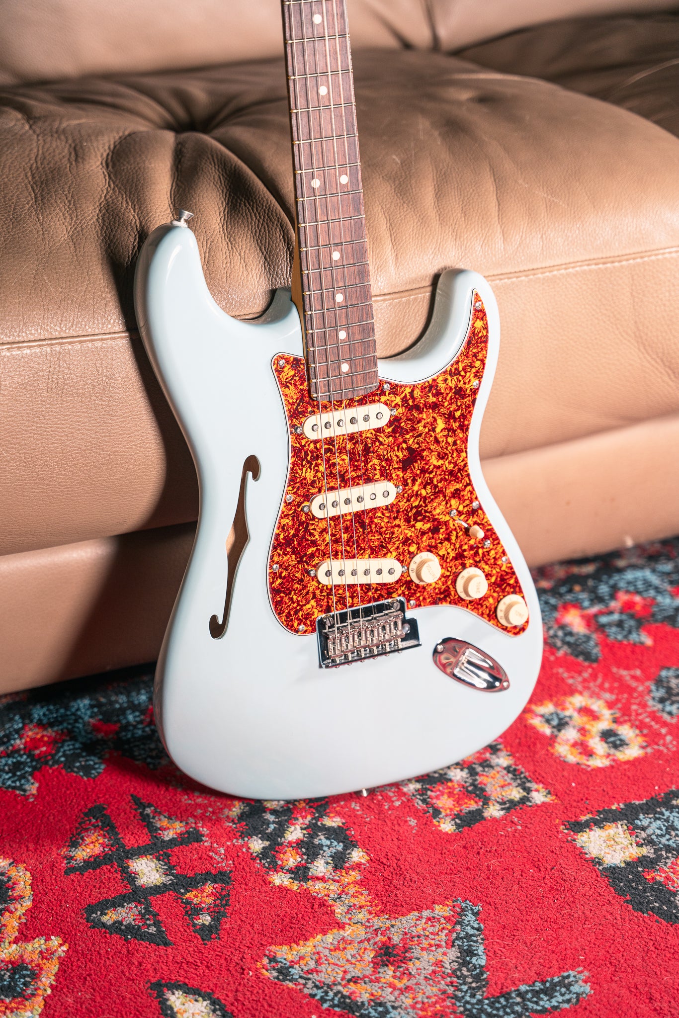 Fender LTD American Professional II Stratocaster Thinline in Transparent Daphne Blue