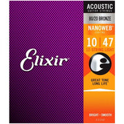 Elixir 80/20 Bronze Nanoweb Coated 12 String Acoustic Guitar Strings Light (10 - 47)