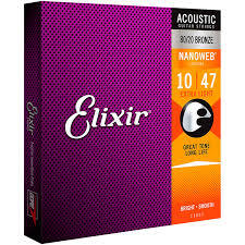 Elixir 80/20 Bronze Nanoweb Coated Acoustic Guitar Strings Extra Light (10 - 47)