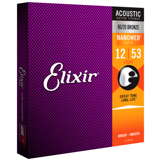 Elixir 80/20 Bronze Nanoweb Coated Acoustic Guitar Strings Light (12 - 53)