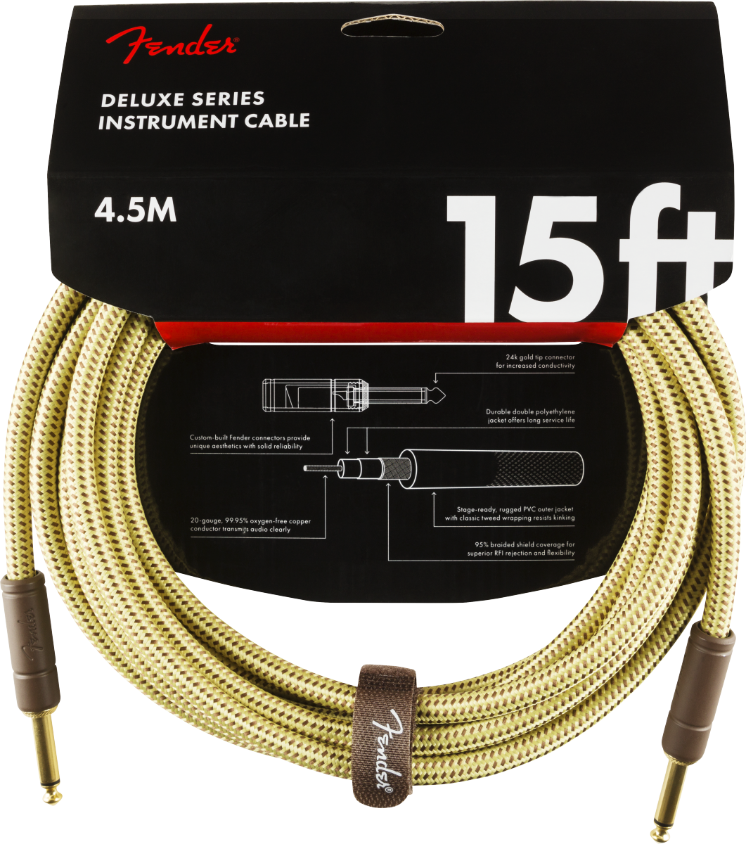 Fender 15ft Deluxe Series Tweed Instrument Cable