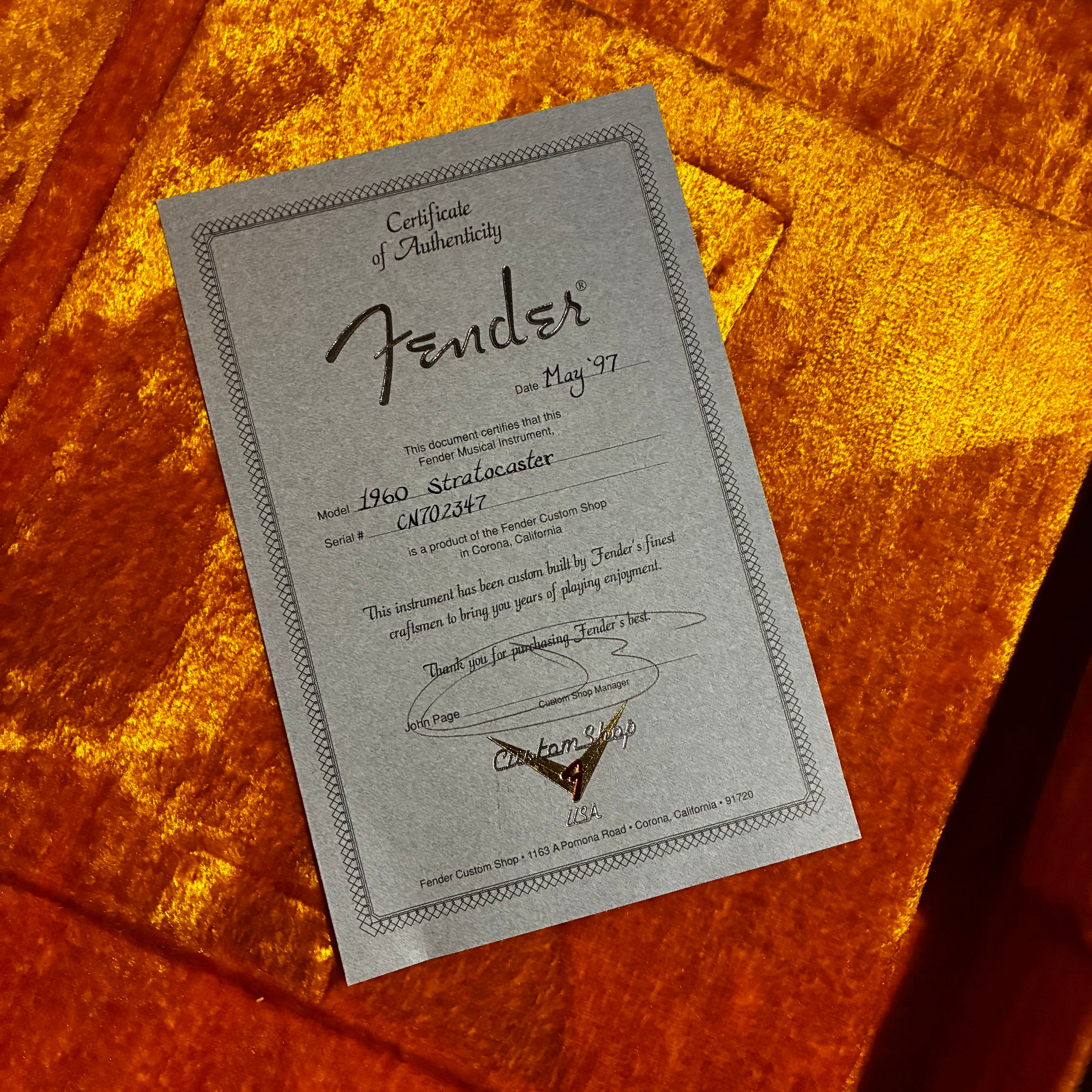 Fender - 1997 - Custom Shop '60 Stratocaster in Dakota Red