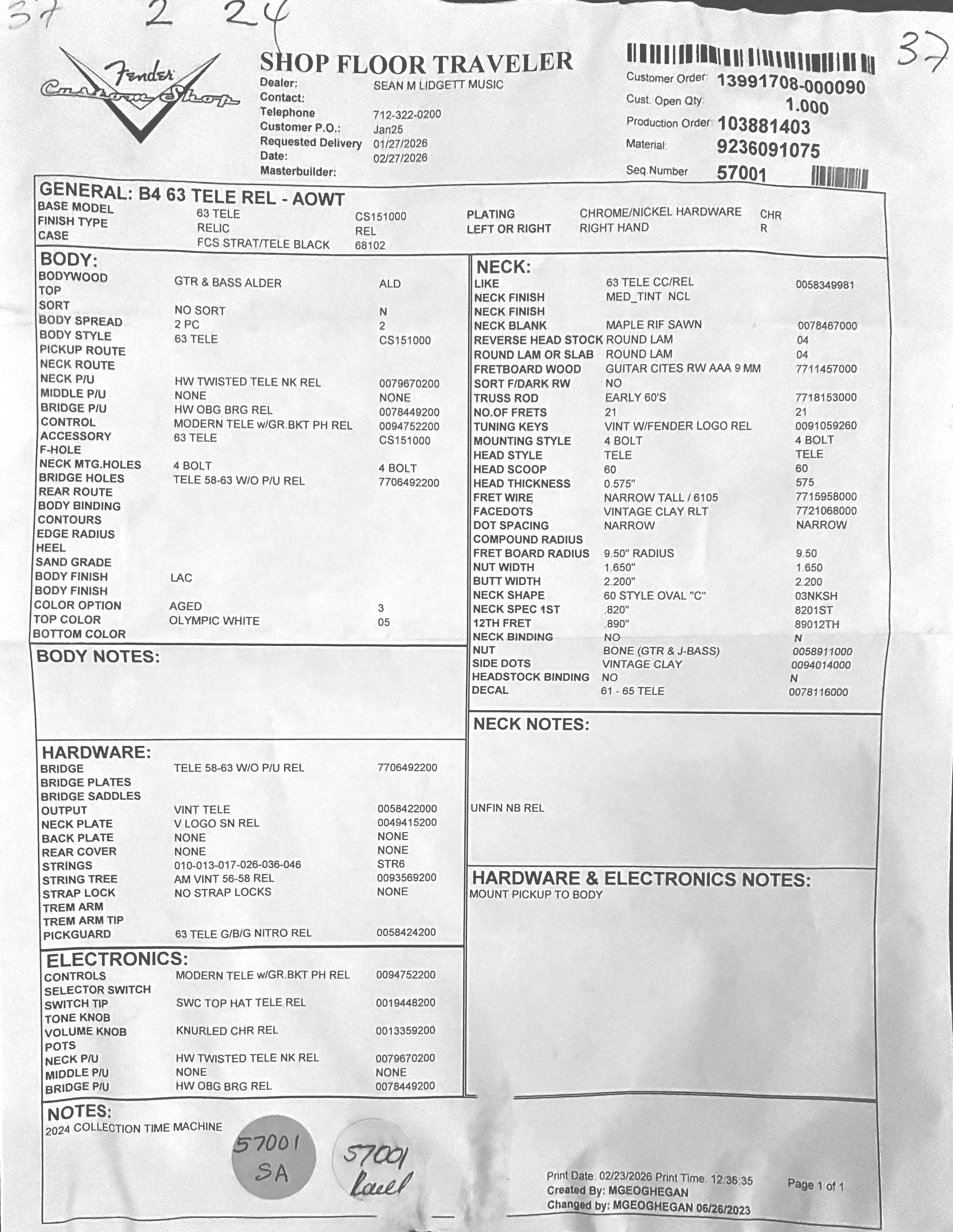 Fender Custom Shop '63 Telecaster Relic in Aged Olympic White