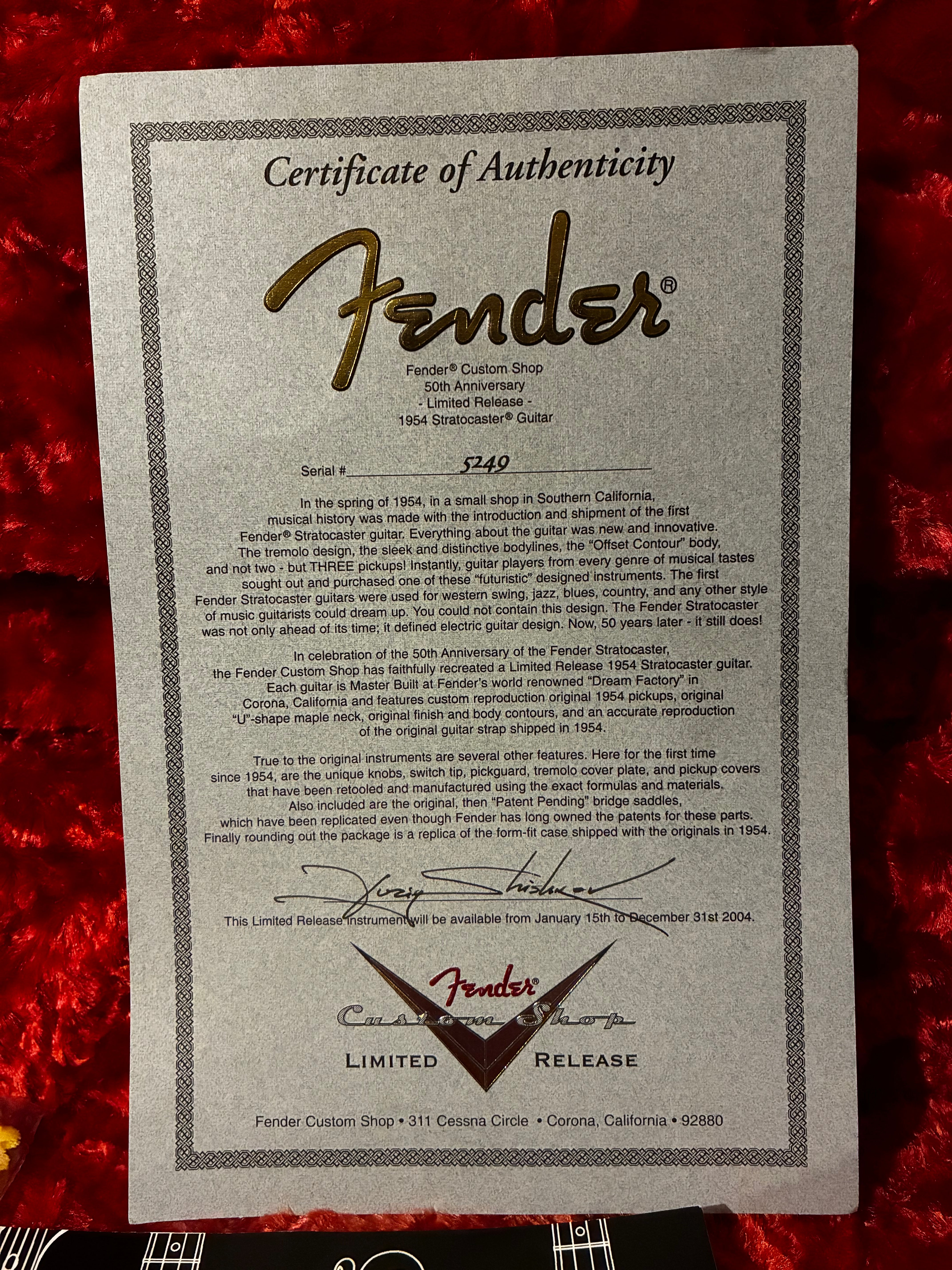 Fender Masterbuilt Yuriy Shishkov '54 Stratocaster in Tobacco Sunburst