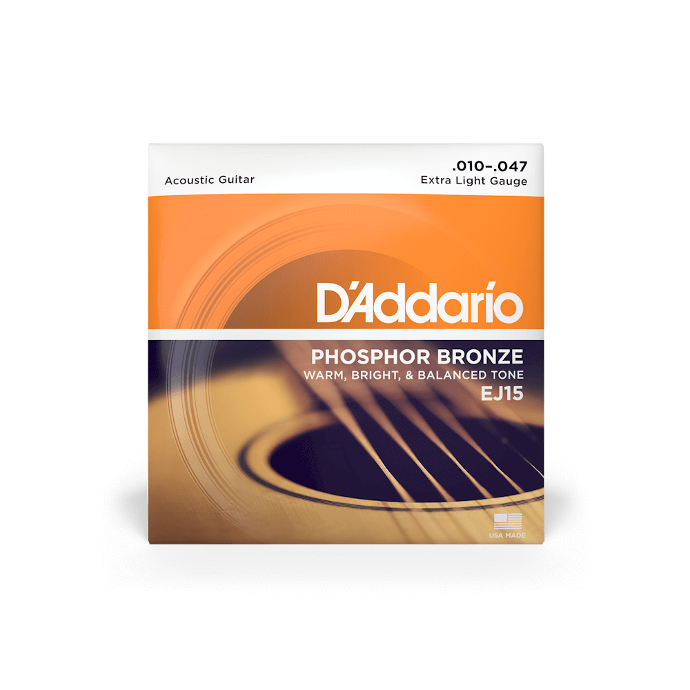 D'Addario EJ15 Phosphor Bronze Acoustic Guitar Strings Extra Light 10-47