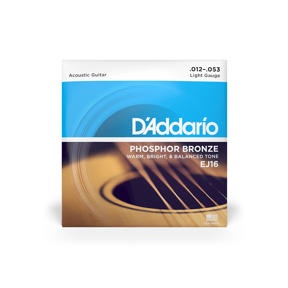 D'Addario EJ16 Phosphor Bronze Acoustic Guitar Strings Light 12-53