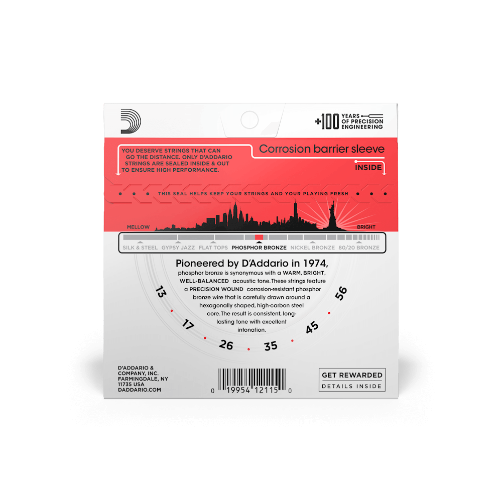 D'Addario EJ17 Phosphor Bronze Acoustic Guitar Strings Medium 13-56