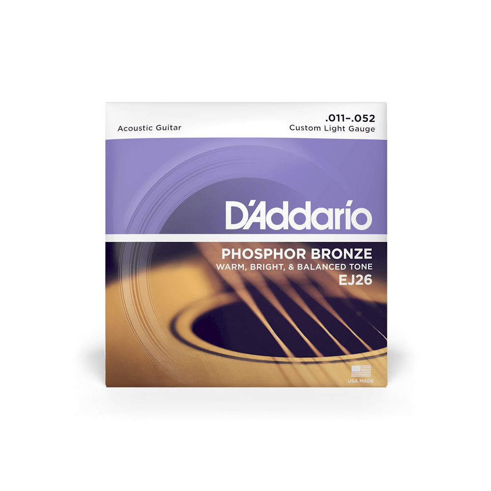 D'Addario EJ26 Phosphor Bronze Acoustic Guitar Strings Custom Light 11-52